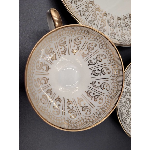 VTG Bareuther Waldsassen Luncheon Trio Set Plate Teacup Saucer 53 Gold Trim - Picture 9 of 12